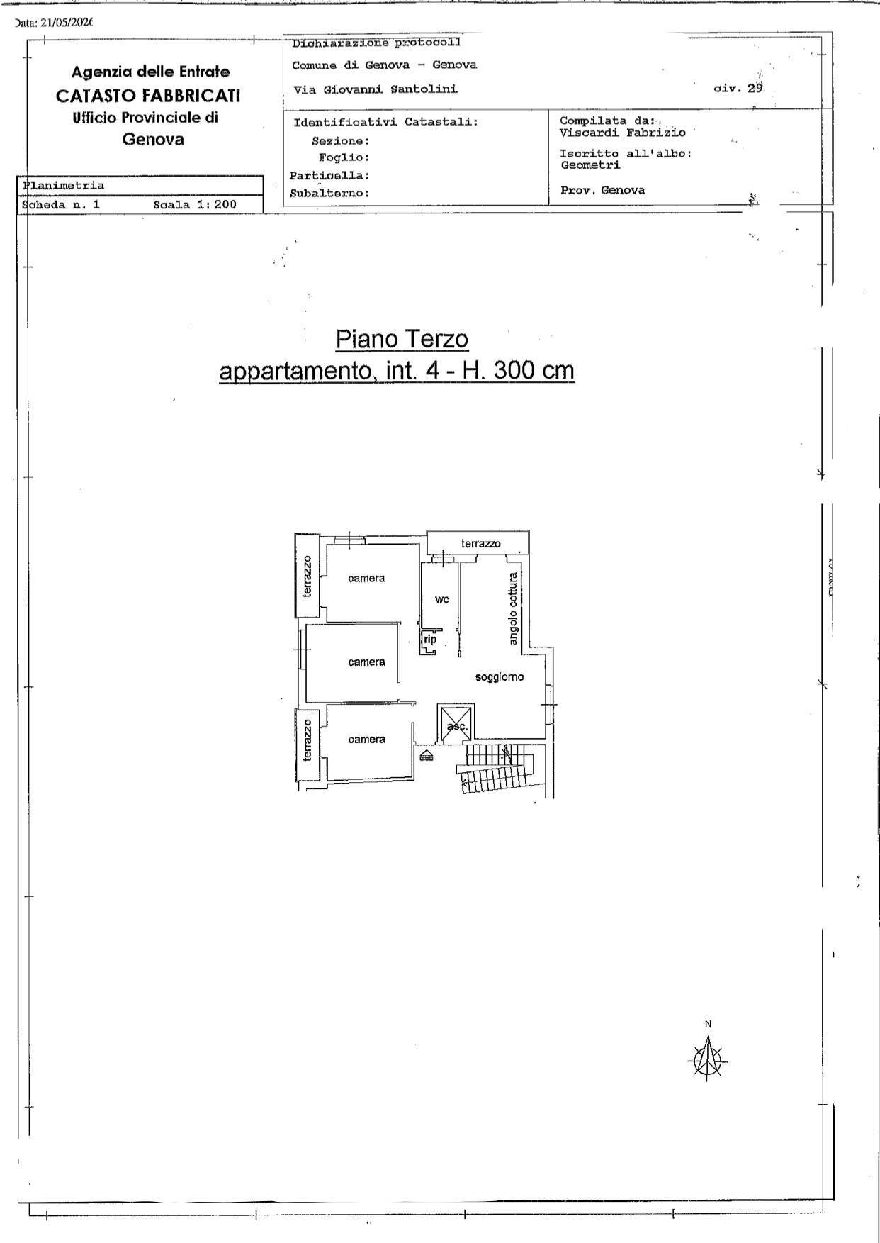 PLANIMETRIA - Appartamento Via Giovanni Santolini
 
29, Genova - planimetria 1