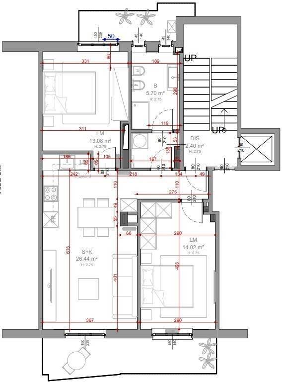 Three-room apartment via Chiesa della Salute, Torino (neighborhood Borgo Vittoria) - floor plans 1