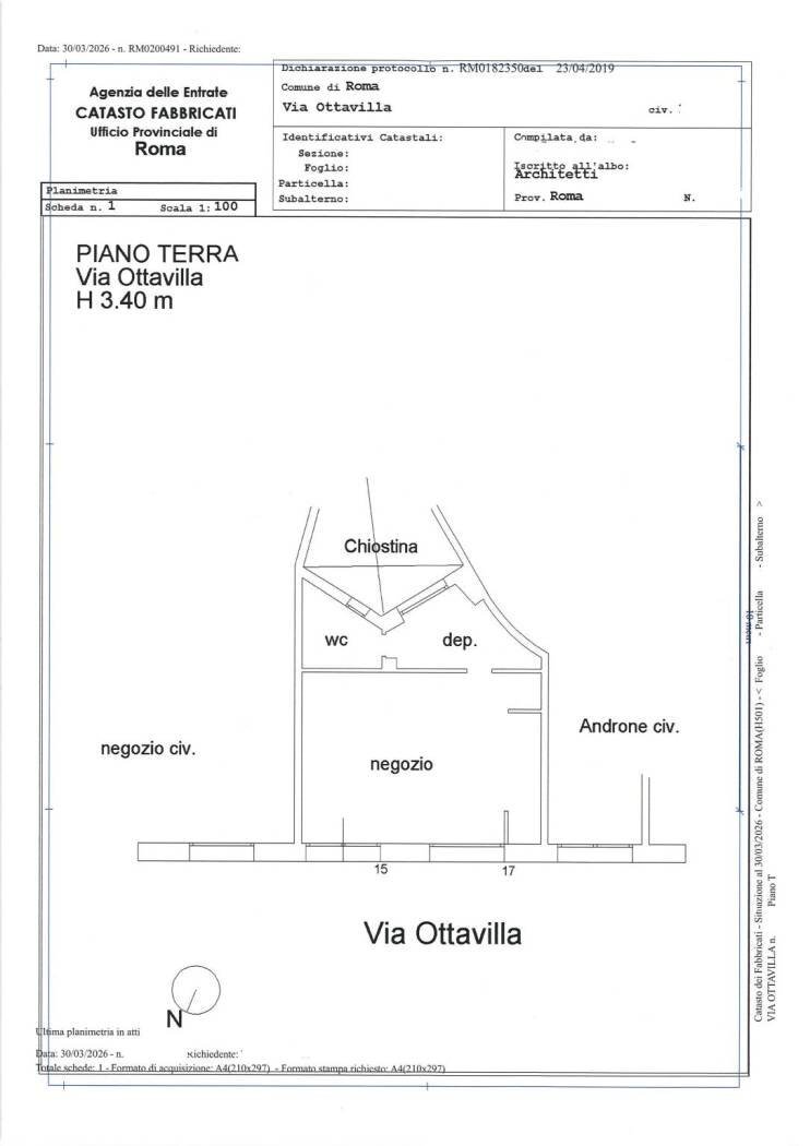 Shop via Ottavilla, 15, Roma - floor plans 1