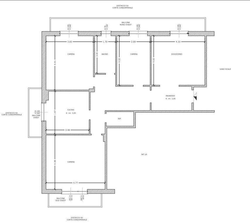 Quadrilocale all'asta via Negroponte, 105, Genova (zona Sestri Ponente) - planimetria 1