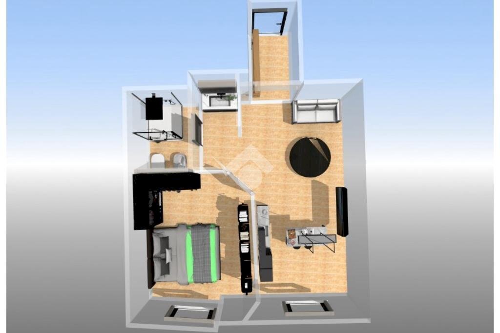 One-room apartment Via Stendhal, Milano (neighborhood Solari) - floor plans 1