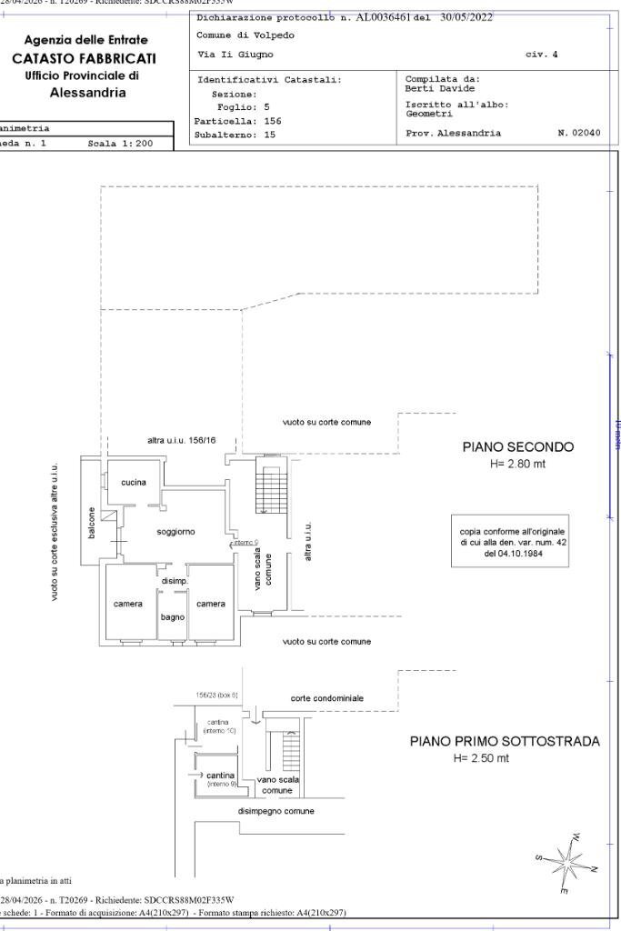 Quadrilocale Via II giugno, Volpedo - planimetria 1