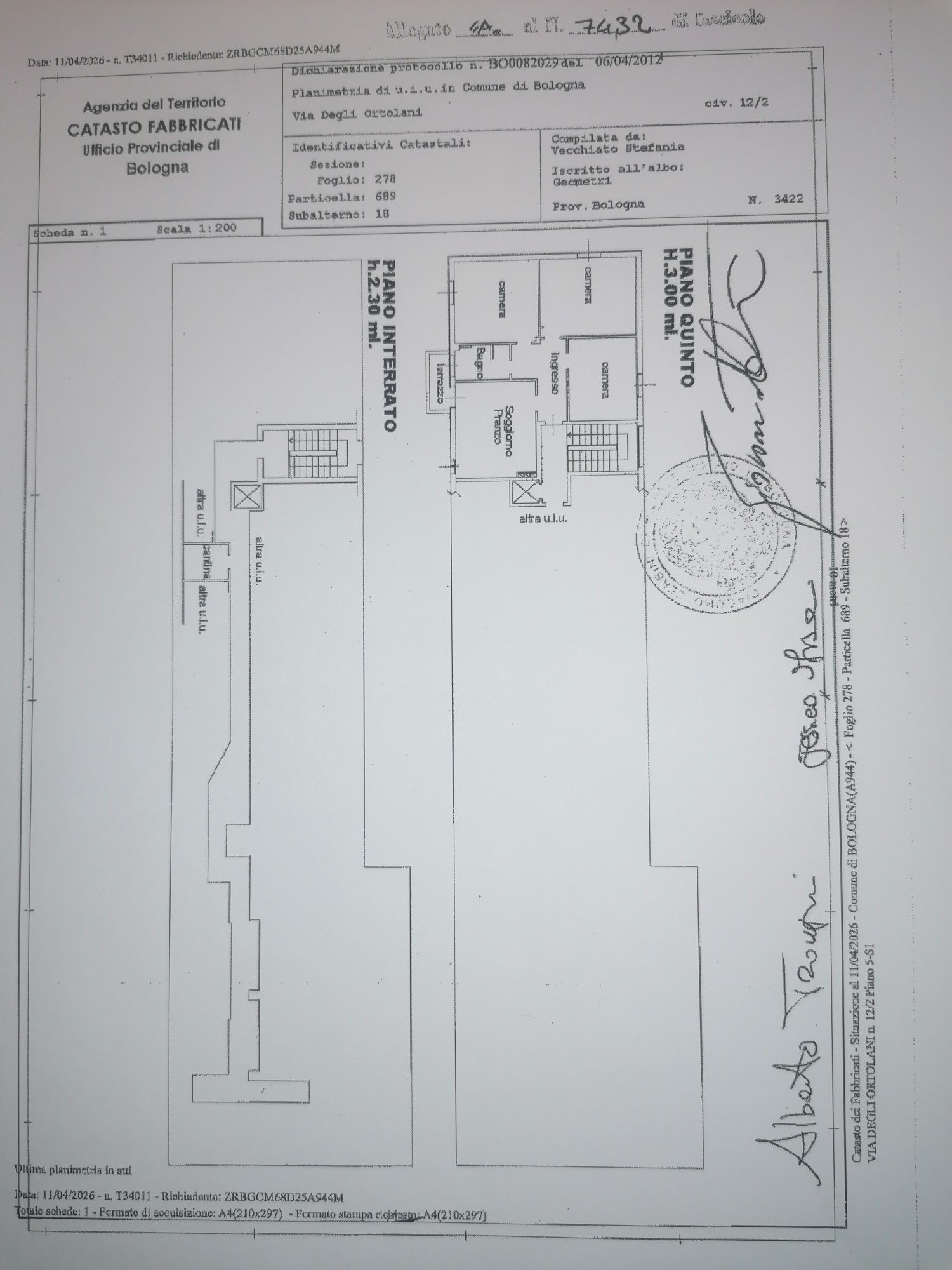 Four-room apartment Via ortolani, 12/2, Bologna (neighborhood Savena) - floor plans 1