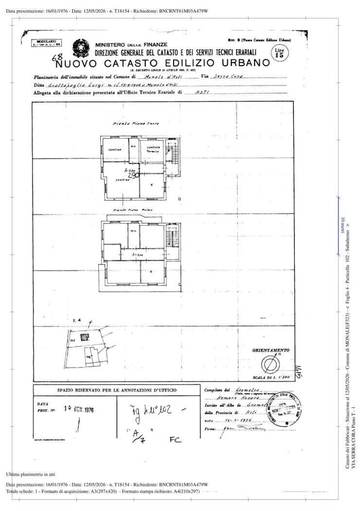 Villa via Serra Cora, Monale - floor plans 1