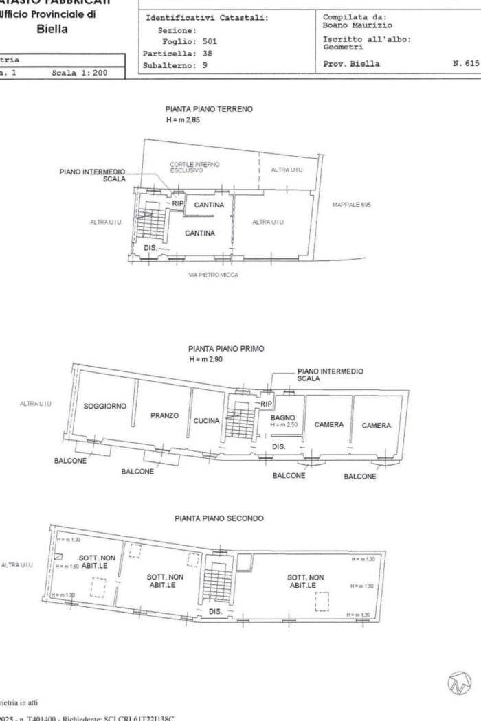 Terraced Villa via Pietro Micca, 7, Ponderano - floor plans 1