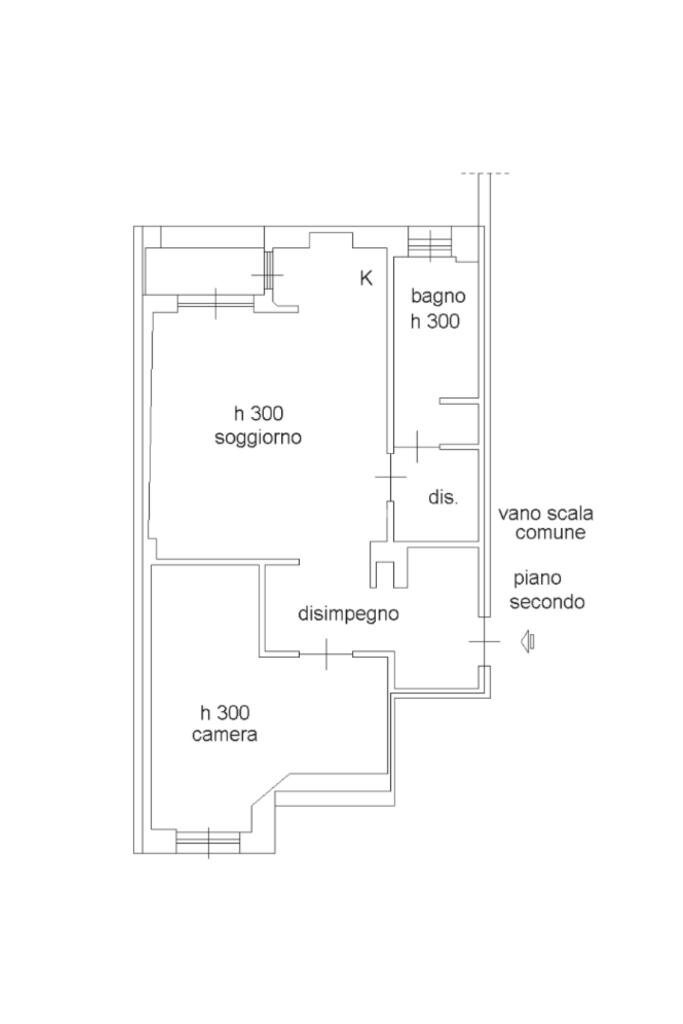 Two-room apartment Via Savona, Milano (neighborhood Porta Genova) - floor plans 1