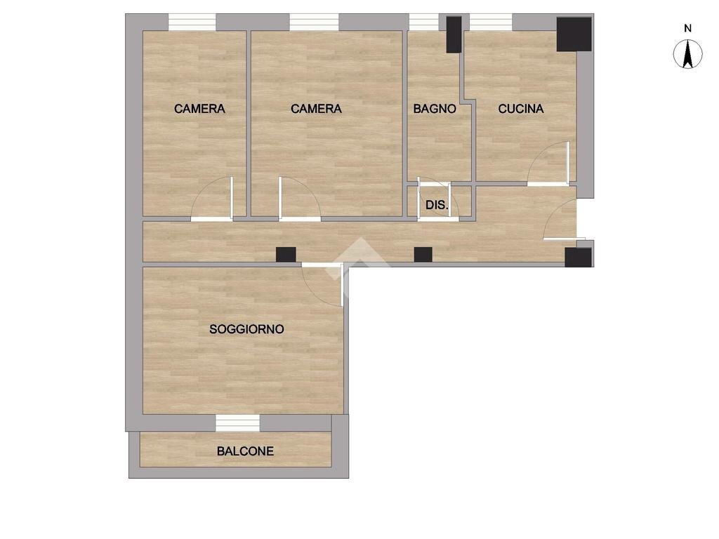 Trilocale Via Privata Carlo Innocenzo Frugoni, Milano (zona Niguarda) - planimetria 1