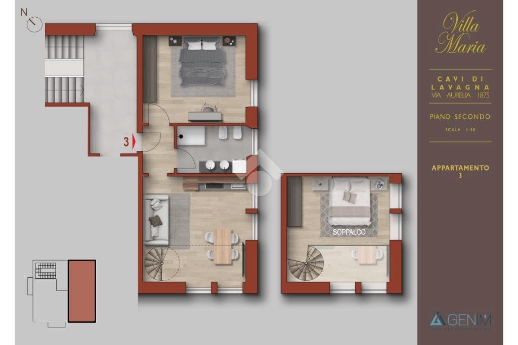 Two-room apartment Via aurelia, Lavagna - floor plans 1