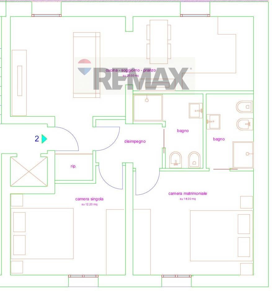 Pianta 2D - Three-room apartment Via Senese
 
91, Poggibonsi - floor plans 1