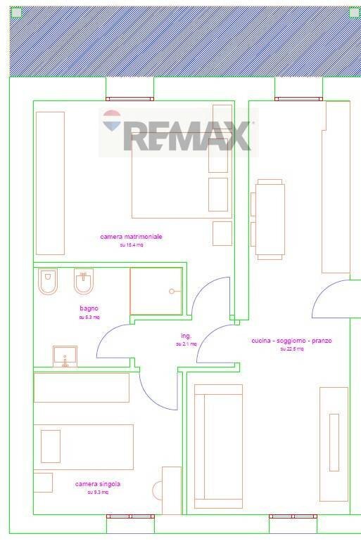 Pianta 2D - Three-room apartment Via Senese
 
91, Poggibonsi - floor plans 1
