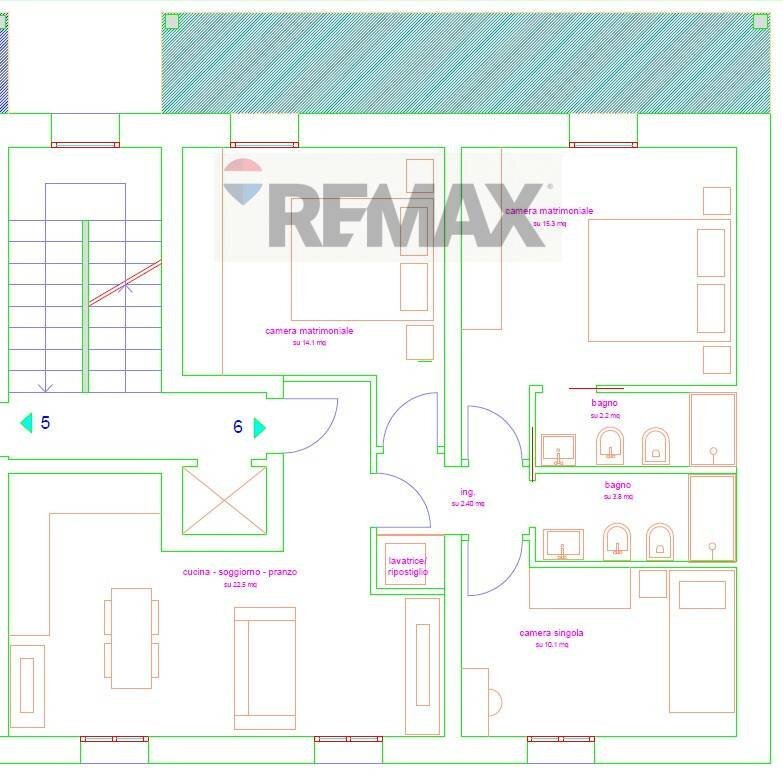 Pianta 2D - Four-room apartment Via Senese
 
91, Poggibonsi - floor plans 1
