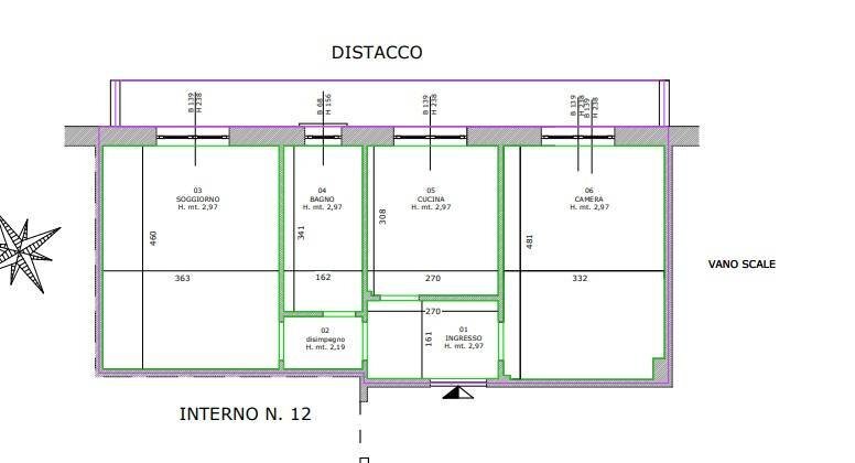 Bilocale all'asta via Aldo Manuzio, 17, Genova (zona Marassi) - planimetria 1