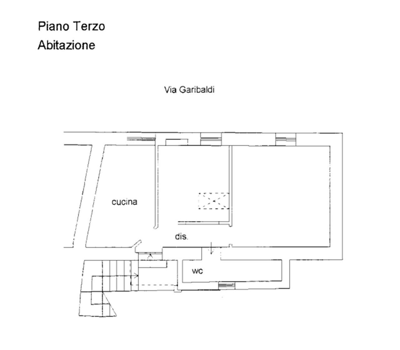 piano terzo.jpg - Three-room apartment Via Giuseppe Garibaldi, Segni - floor plans 1