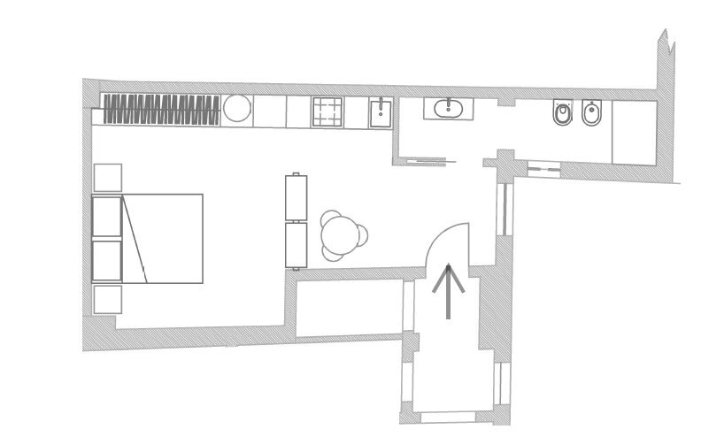 APPARTAMENTO ARREDO - One-room apartment Via dell'Abbadia 4b, Bologna (neighborhood Centro Storico) - floor plans 1