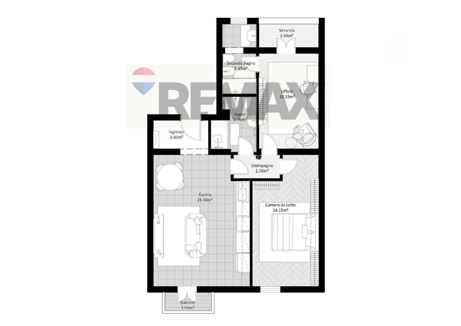 Pianta 2D - Three-room apartment Via Ruggero Leoncavallo
 
37/A, Milano - floor plans 1