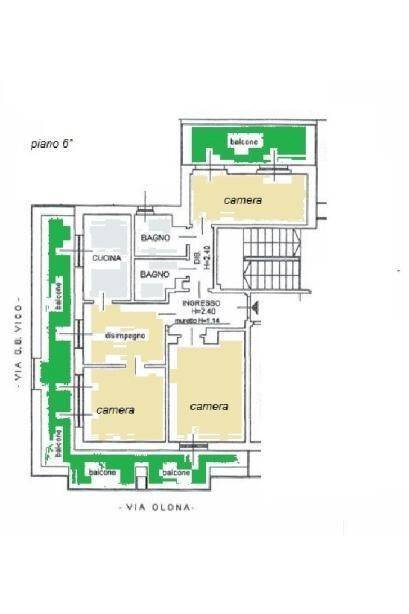 Four-room apartment via Olona, 12, Milano (neighborhood San Vittore) - floor plans 1