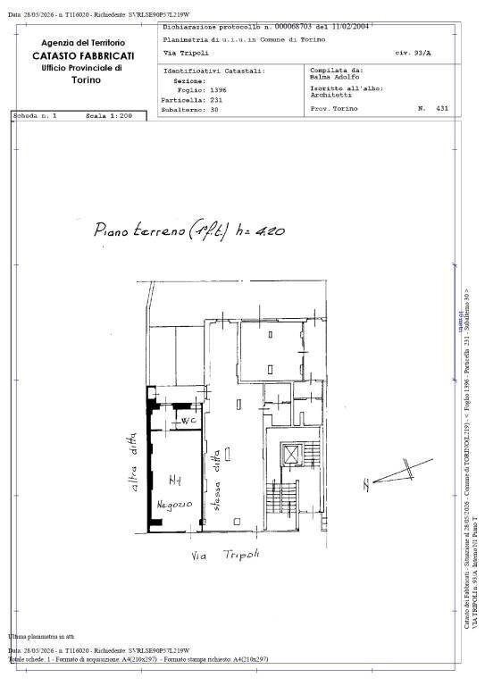 Planimetria - Negozio via Tripoli, 93, Torino (zona Santa Rita) - foto 2