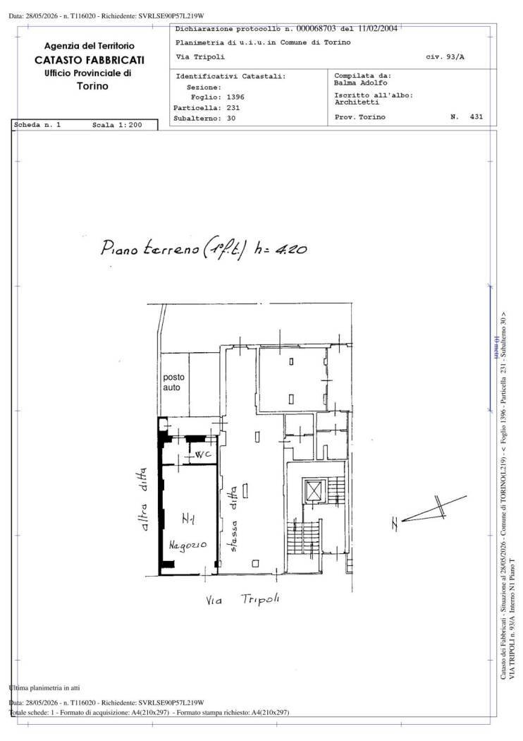 Negozio via Tripoli, 93, Torino (zona Santa Rita) - planimetria 1