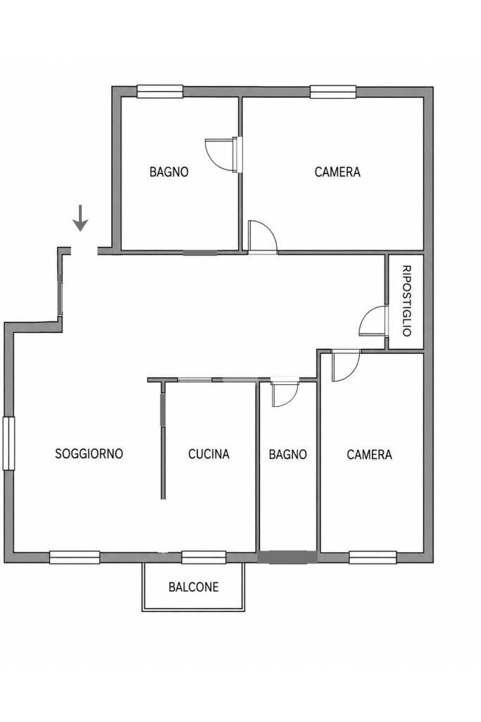 Trilocale Via Marco D'Oggiono, Milano (zona Porta Genova) - planimetria 1