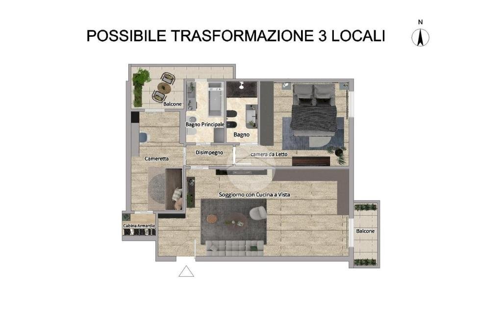 Trilocale Via Cannero, Milano (zona Maciachini) - planimetria 1