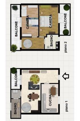Three-room apartment piazza della Republica, 7, Sedriano - floor plans 1