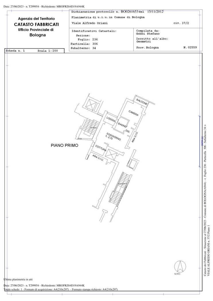 Appartamento via Elio Bragaglia, Bologna (zona Borgo Panigale) - planimetria 1