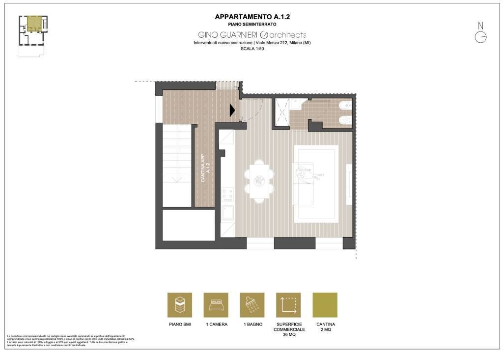 Planimetria - One-room apartment viale Monza, Milano (neighborhood Precotto) - photo 2