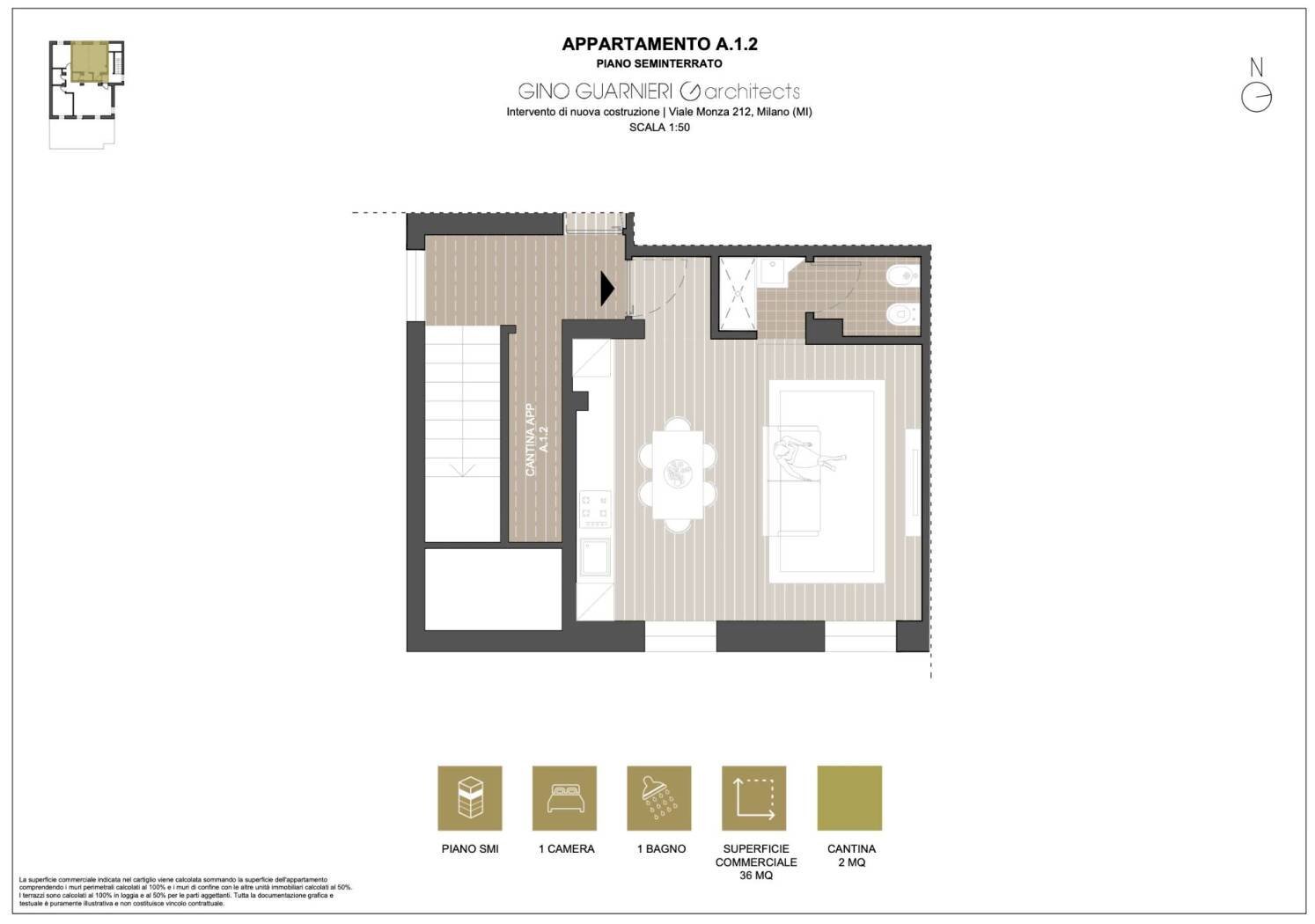 One-room apartment viale Monza, Milano (neighborhood Precotto) - floor plans 1