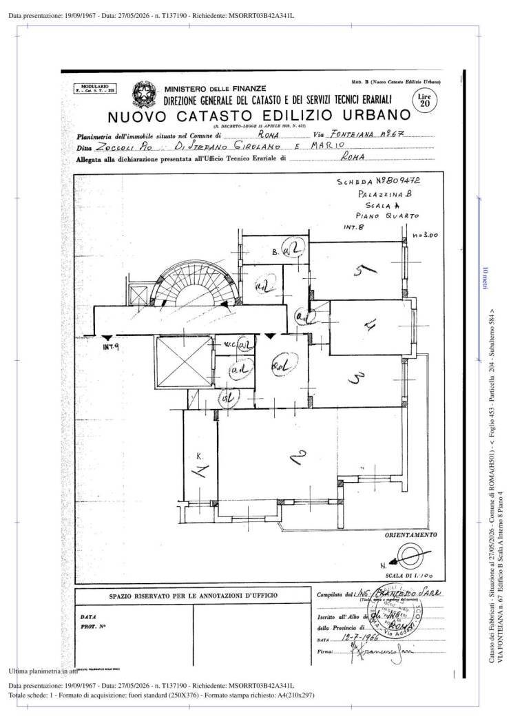Apartment via Fonteiana, 67, Roma - floor plans 1