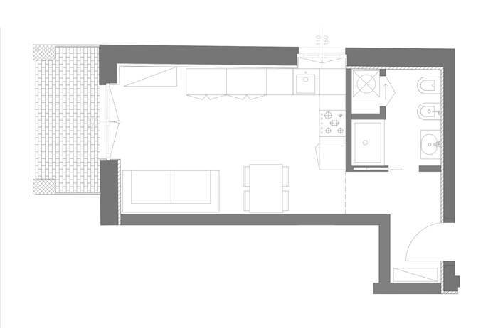 Planimetria - Monolocale via Maj, Bergamo - planimetria 1