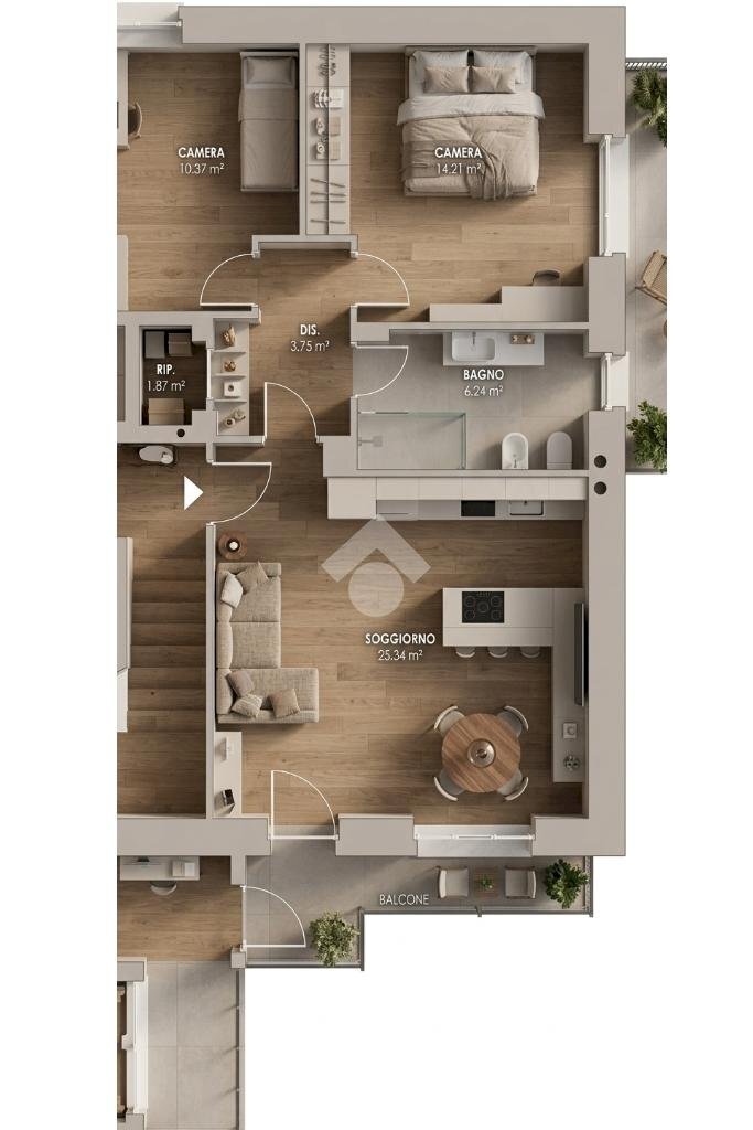 Three-room apartment Via Torino, Trofarello - floor plans 1