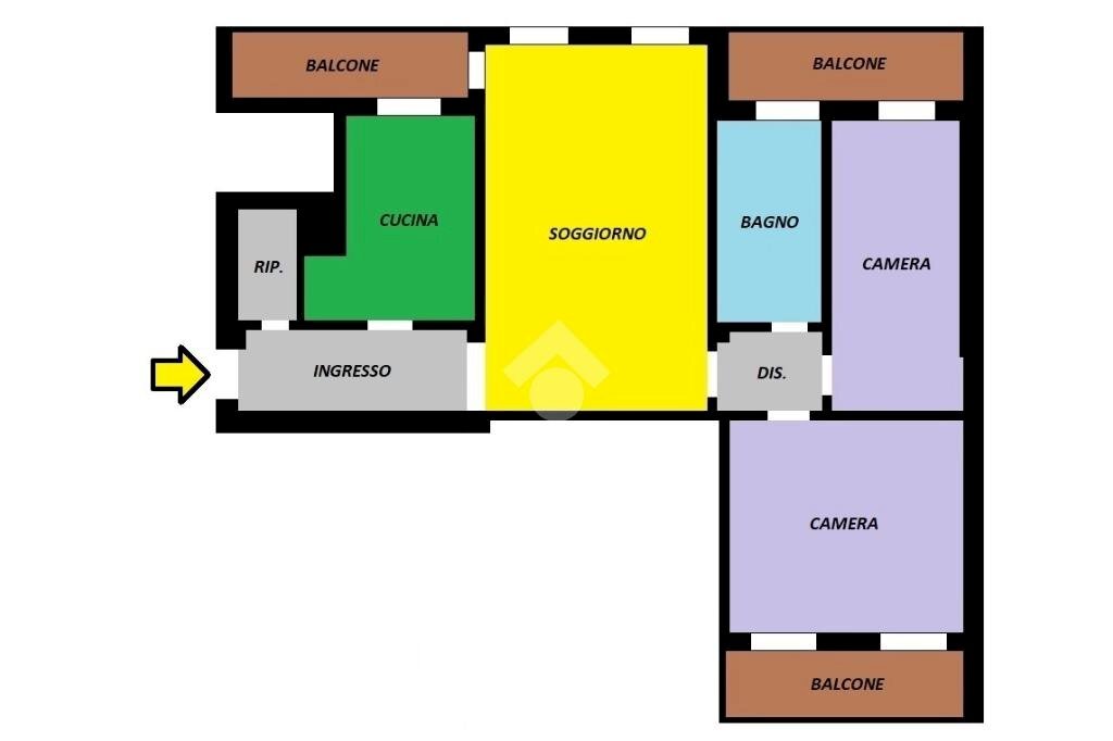 Three-room apartment V. Europa, Cassano d'Adda - floor plans 1