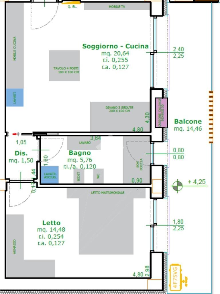 Two-room apartment Via Ferdinando Magellano, Cesenatico - floor plans 1