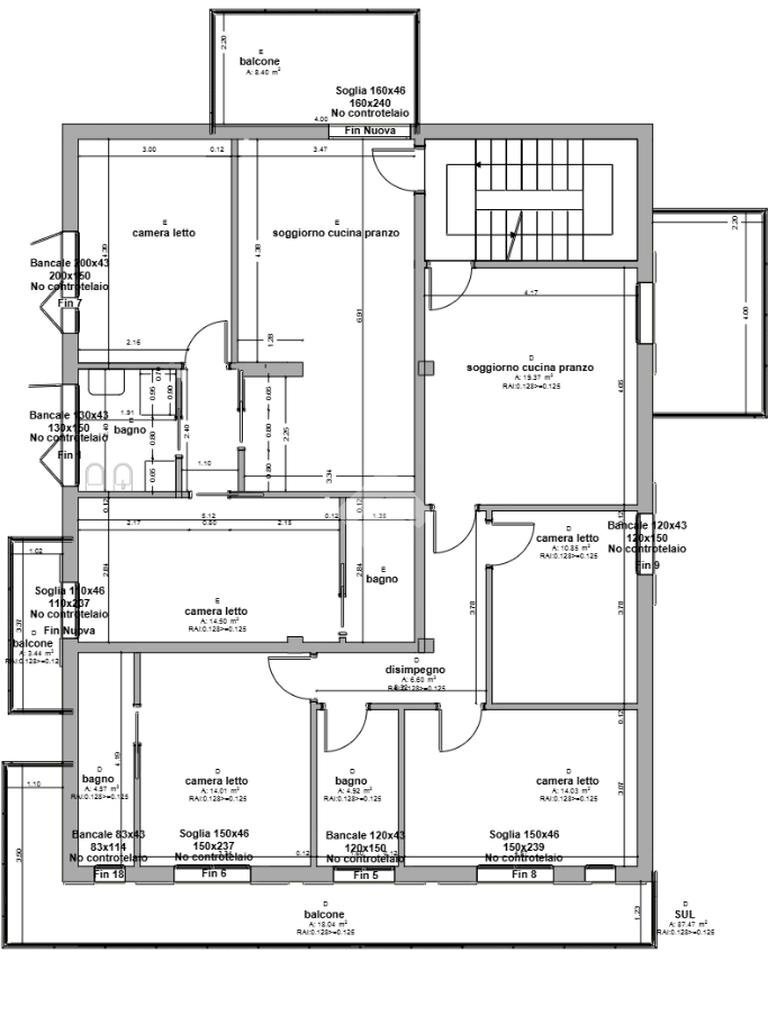 Four-room apartment Via C. Cattaneo, Cesenatico - floor plans 1