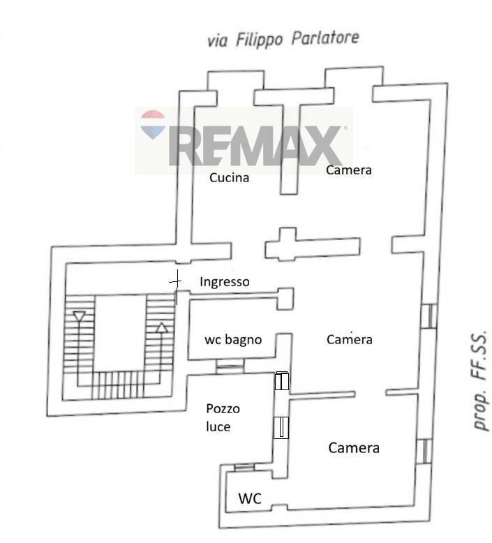 Pianta 2D - Appartamento Via Filippo Parlatore
 
49, Palermo - planimetria 1
