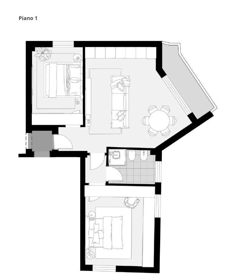 Three-room apartment via dell'Uccellino, Bologna (neighborhood Savena) - floor plans 1