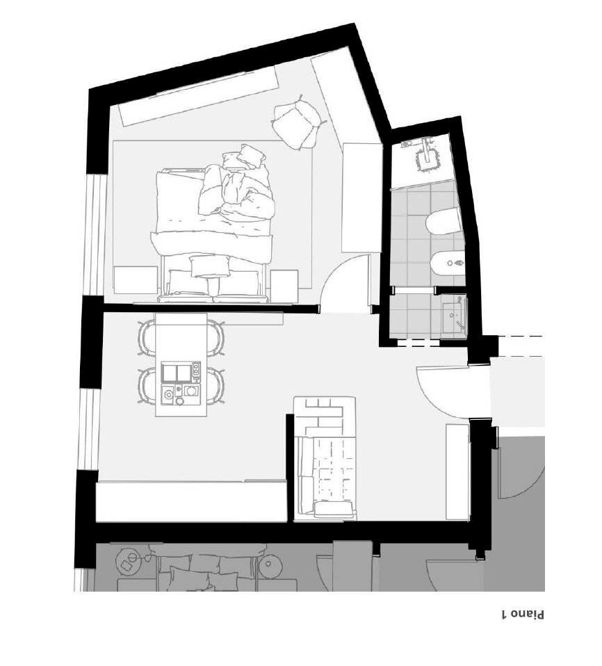 Two-room apartment via dell'Uccellino, Bologna (neighborhood Savena) - floor plans 1