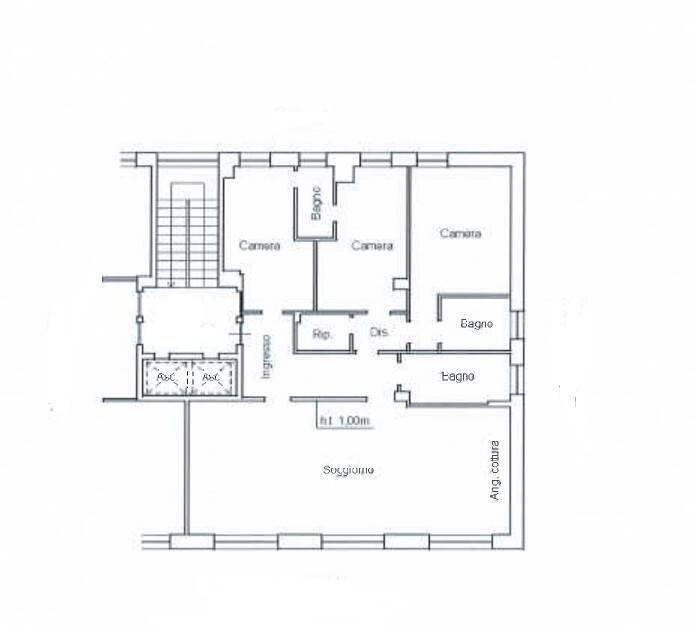 Appartamento corso Andrea Podestà, Genova (zona Carignano) - planimetria 1