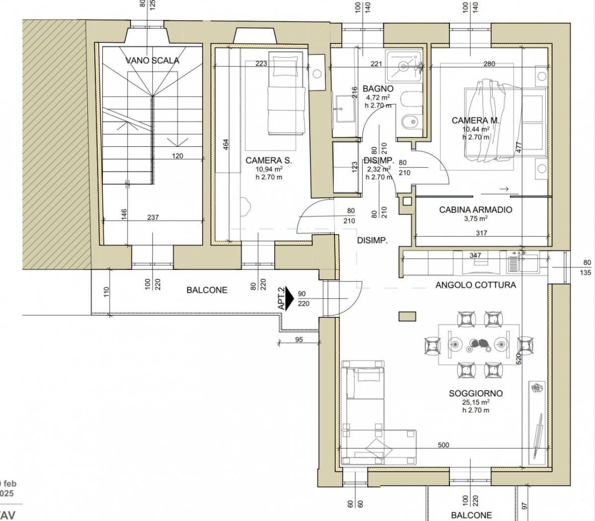 Three-room apartment via alessandro manzoni 17, Borgomanero - floor plans 1