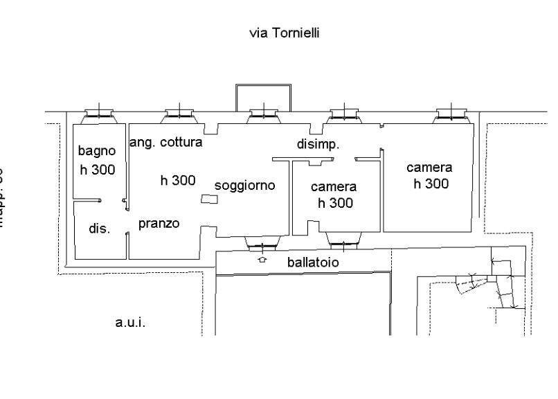 Three-room apartment via Tornielli 33, Borgomanero - floor plans 1