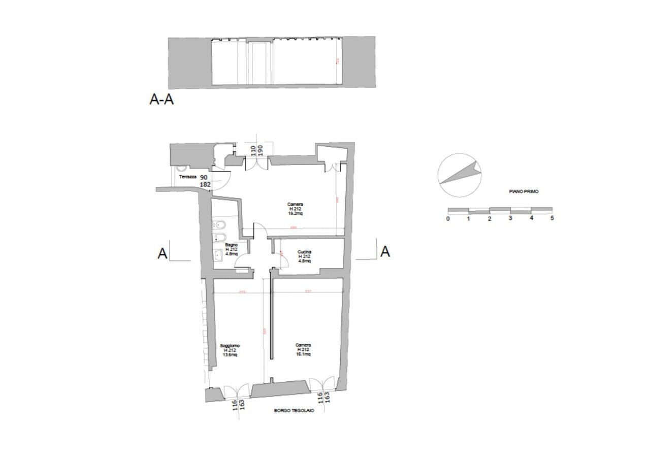 Planimetria - Four-room apartment Piazza Santo Spirito, Firenze (neighborhood Santo Spirito) - floor plans 1