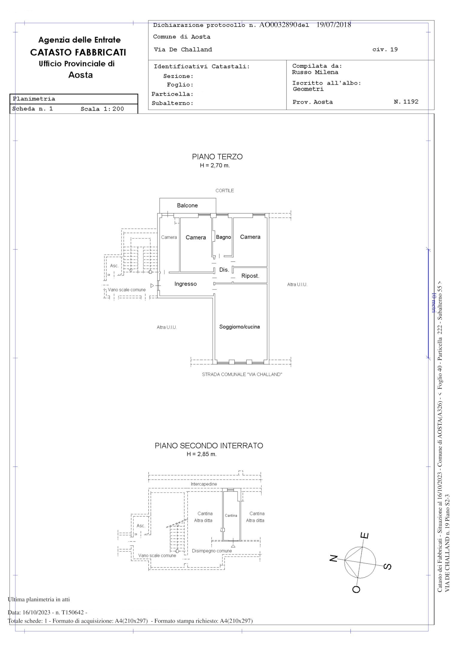 Four-room apartment via CHALLAND, 19, Aosta - floor plans 1