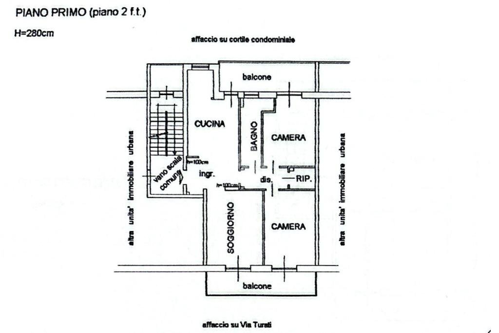 Four-room apartment Via filippo turati, None - floor plans 1