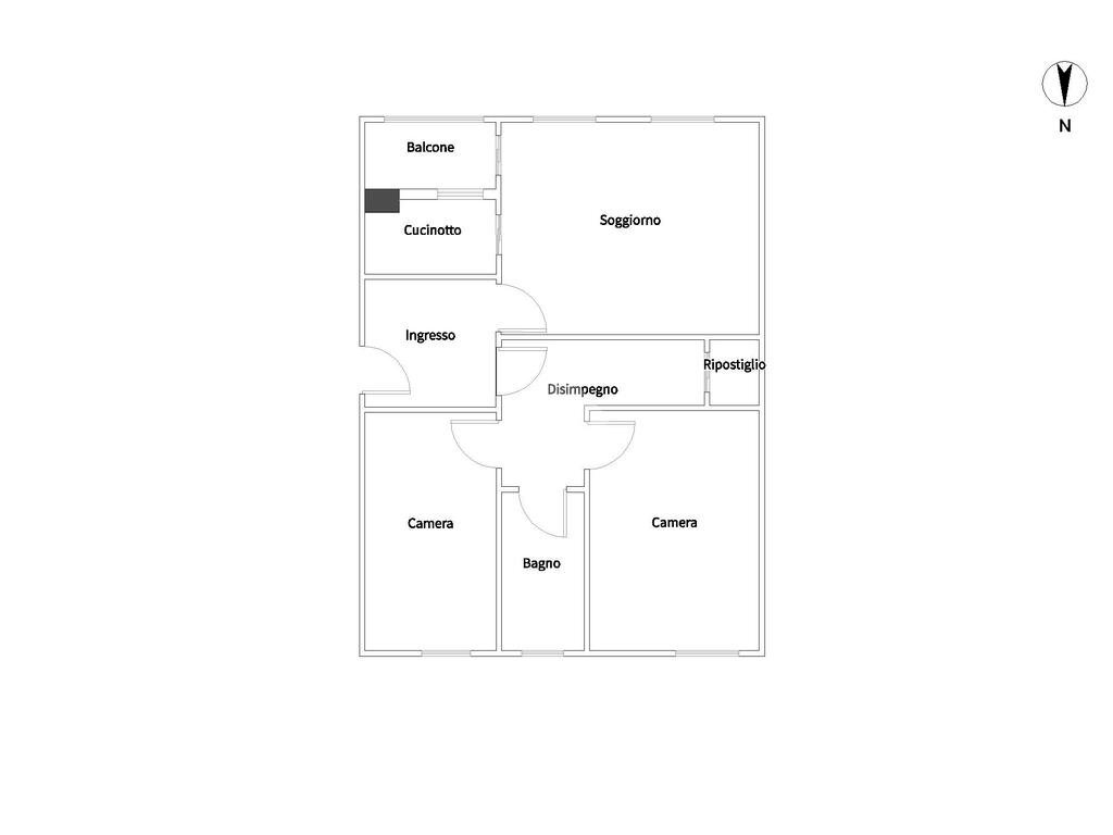 Three-room apartment Piazza S. Giovanni Battista alla Creta, Milano (neighborhood Inganni) - floor plans 1