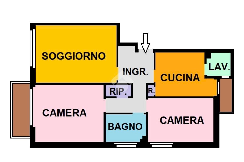 Trilocale Via Privata Fonzaso, Milano (zona San Siro) - planimetria 1