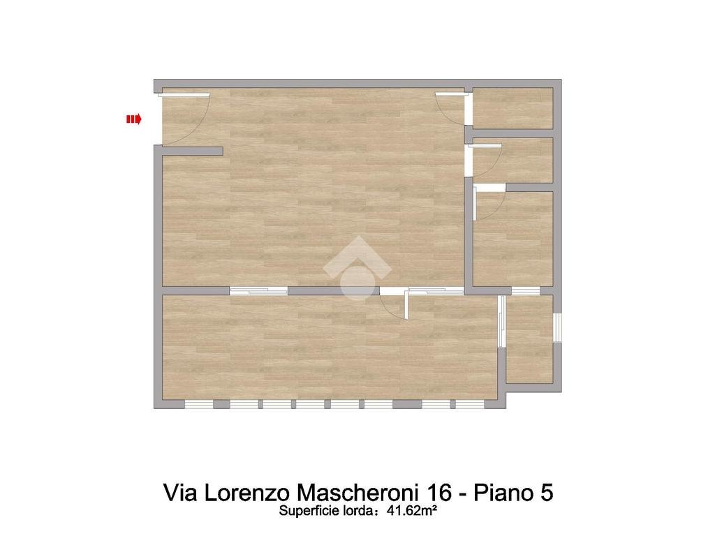 One-room apartment Via Lorenzo Mascheroni, Milano (neighborhood Pagano) - floor plans 1