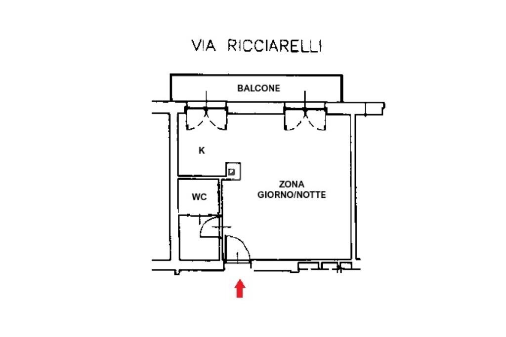 Monolocale Via Daniele Ricciarelli, Milano (zona San Siro) - planimetria 1