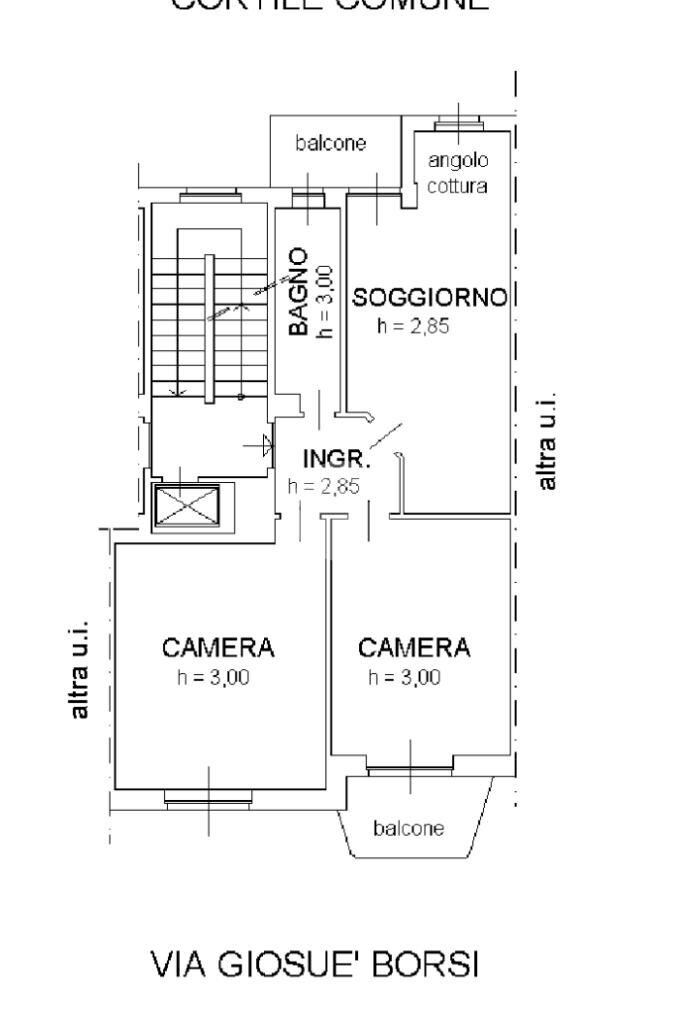 Three-room apartment Via Borsi, Torino (neighborhood Lucento) - floor plans 1