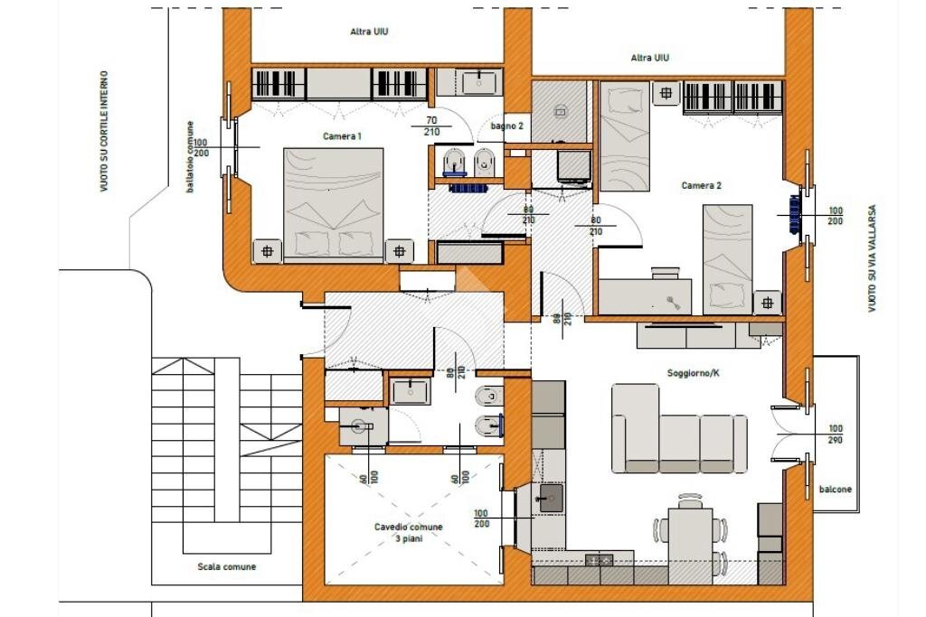 Trilocale Via Vallarsa, Milano (zona Ticinese) - planimetria 1