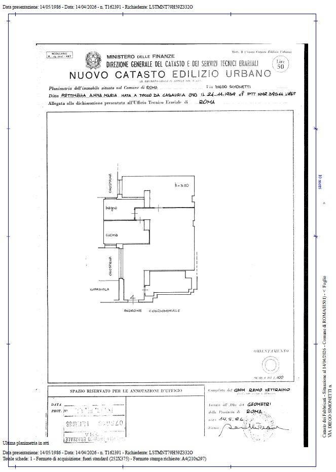 Foto 21 - Bilocale Via Diego Simonetti, Roma - planimetria 1